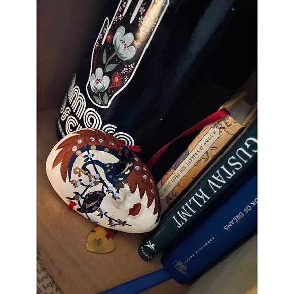 Miniature Venetian Clay Mask: Decorative Wall Hanging - Picture 3 of 4